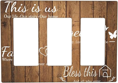 Cubierta marrón para interruptor de luz para el hogar, 3 cuadrillas, triple balancín, placa decorativa de pared, placas de pared eléctricas para