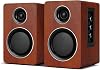 Active Bookshelf Speakers, 60W Computer Speaker with 3 Inch Carbon Fiber Woofer, External TV Speakers With Bluetooth 5.3, USB-C, AUX/RCA Input for PC/Turntable - Brown Stereo Set