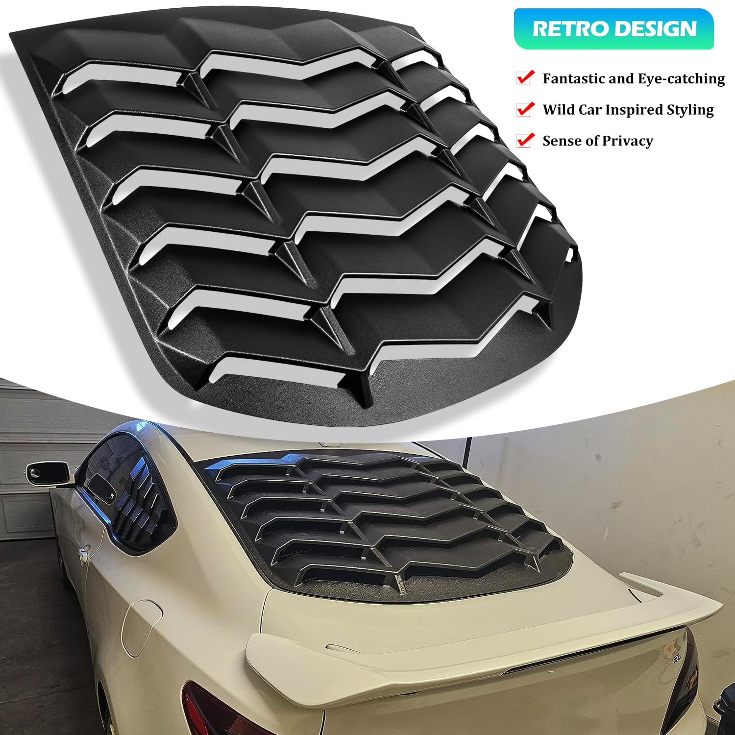 Bonbo Rear+Side Window Louver Fits for Hyundai Genesis Coupe 2010 2011 2012 2013 2014 2015 2016 Custom Fit Windshield Sun Shade Cover ABS (Matte Black)