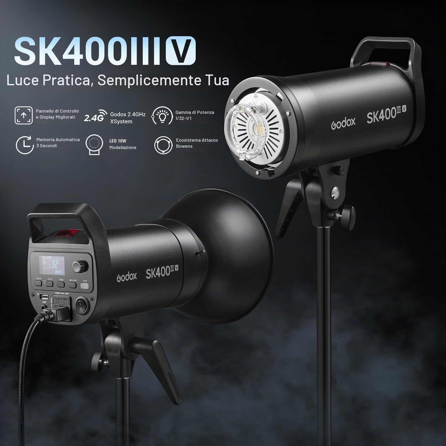 GODOX SK400III-V Flash da Studio, SK400IIIV 400Ws GN65 Strobe Luce