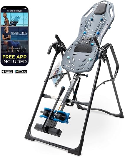 Teeter FitSpine X3 Inversion Table w/ Accessories for Back Pain Relief, Deluxe Easy-Reach Ankle Lock, FDA Registered, UL Safety Certified, 300 lb Capacity, Designed & Patented in USA