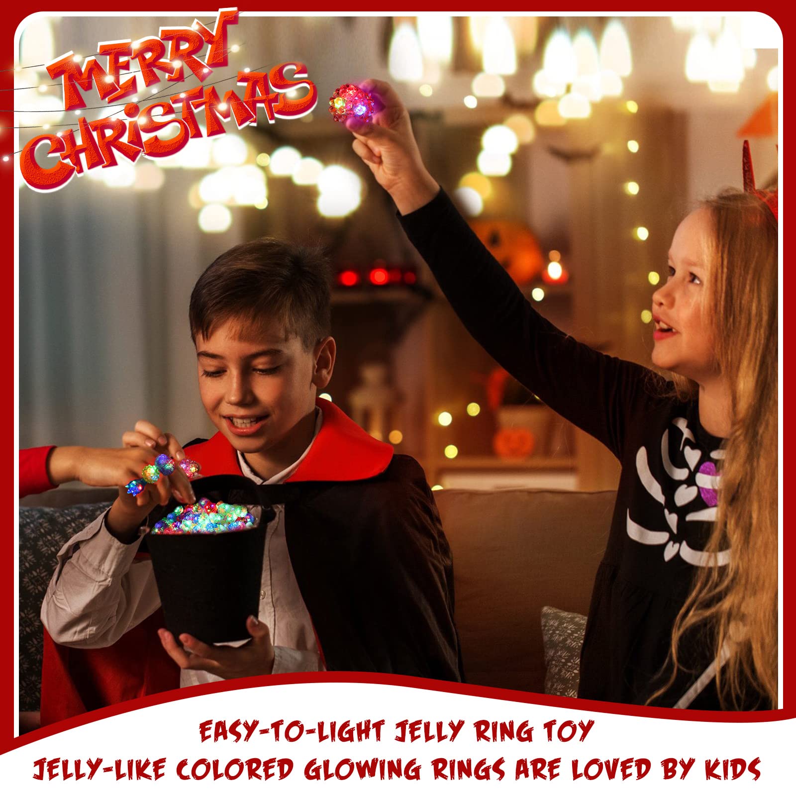 Leyndo LED-Leuchtringe, Bumpy Jelly Rubber Rings, Glow Ring LED Glow in the Dark Party Favors Finger Lights for Kids Birthday Christmas Party Supplies Concert Shows