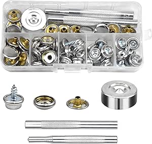 Kit Bottoni A Pressione Metallo 15mm - 43 Pezzi Con Strumenti Per Fai Da Te