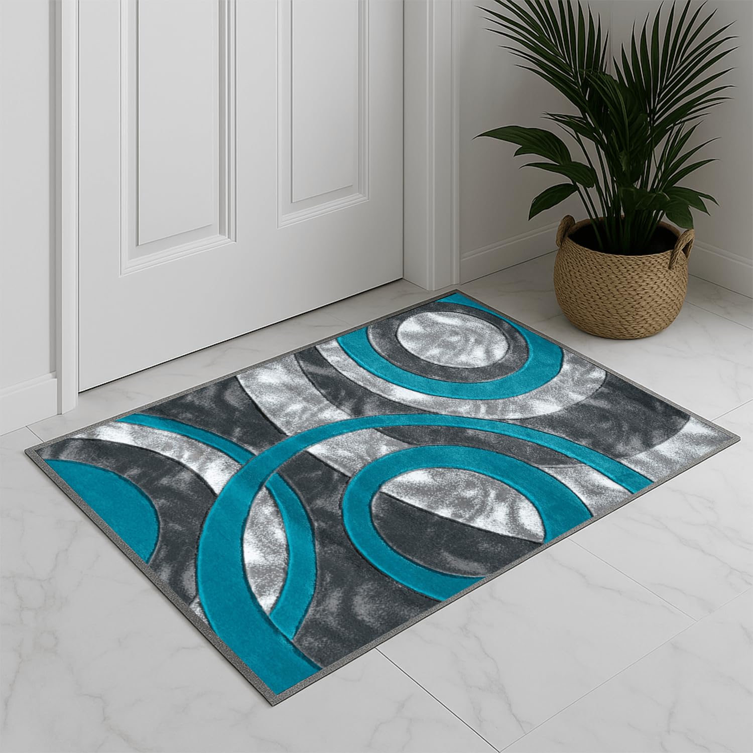 Trendy Realm Twilight Door Mat - Non-Slip Washable Doormat, Suitable for Indoor/Outdoor Use, Heavy Duty Dirt Trapper and Water Absorbent – (Teal, 50x80 cm) — image 1