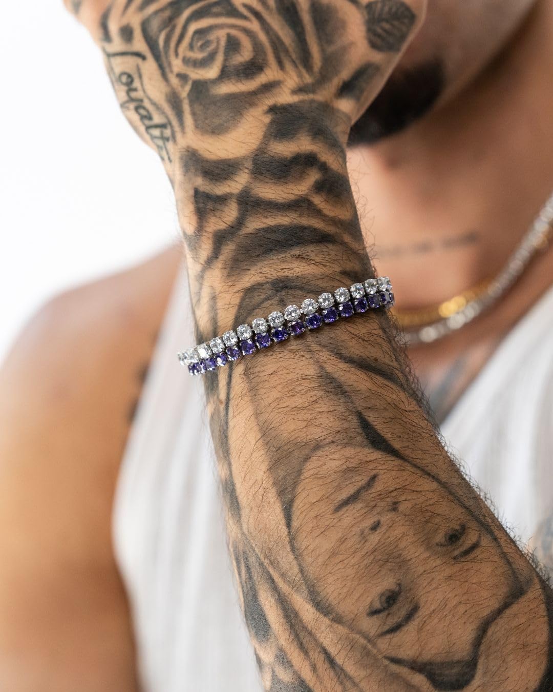 Tennis Armband für Herren in verschiedenen Farben - Streetwear Iced Out Tennis Armband aus Edelstahl und 18K Gold - Wasserfestes Armband