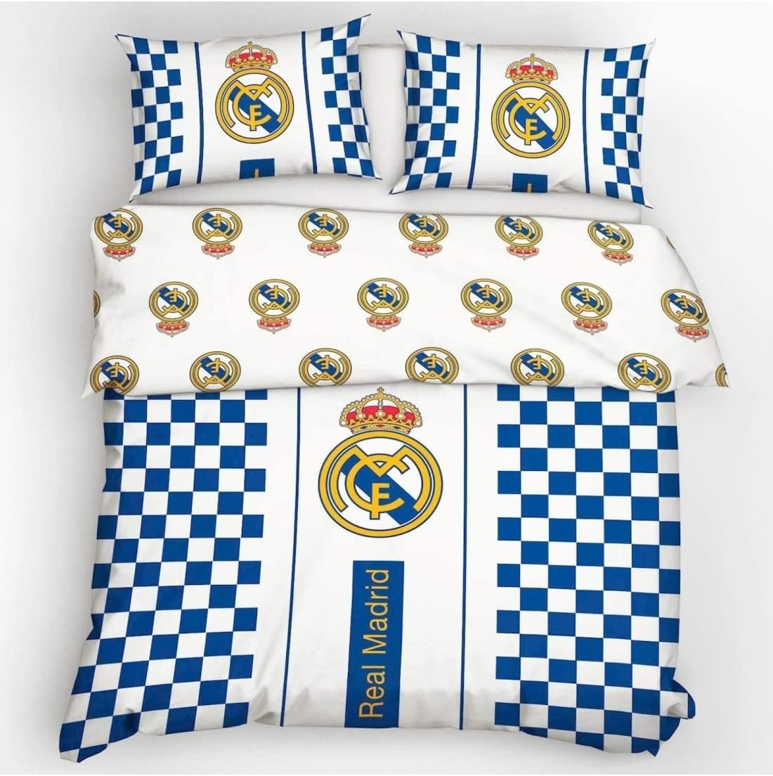 Real Madrid CF Checked Double Cotton Duvet Cover Set