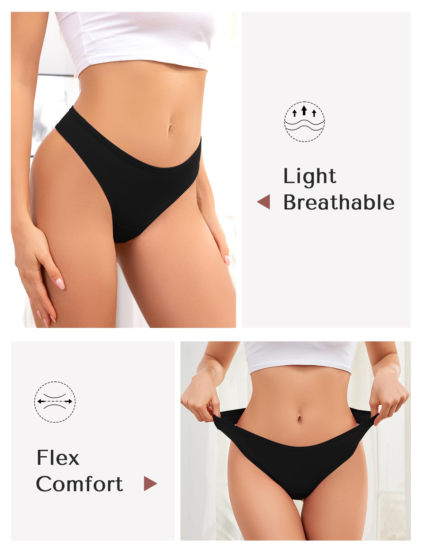 Ansukoo Stringi Damskie,Majtki BawełNiane Damska,Niski Stan Bielizna | Women Bawelniane Underwear,Sportowe Kobiet MięKka Panties,Wielopak 6 Sztuk
