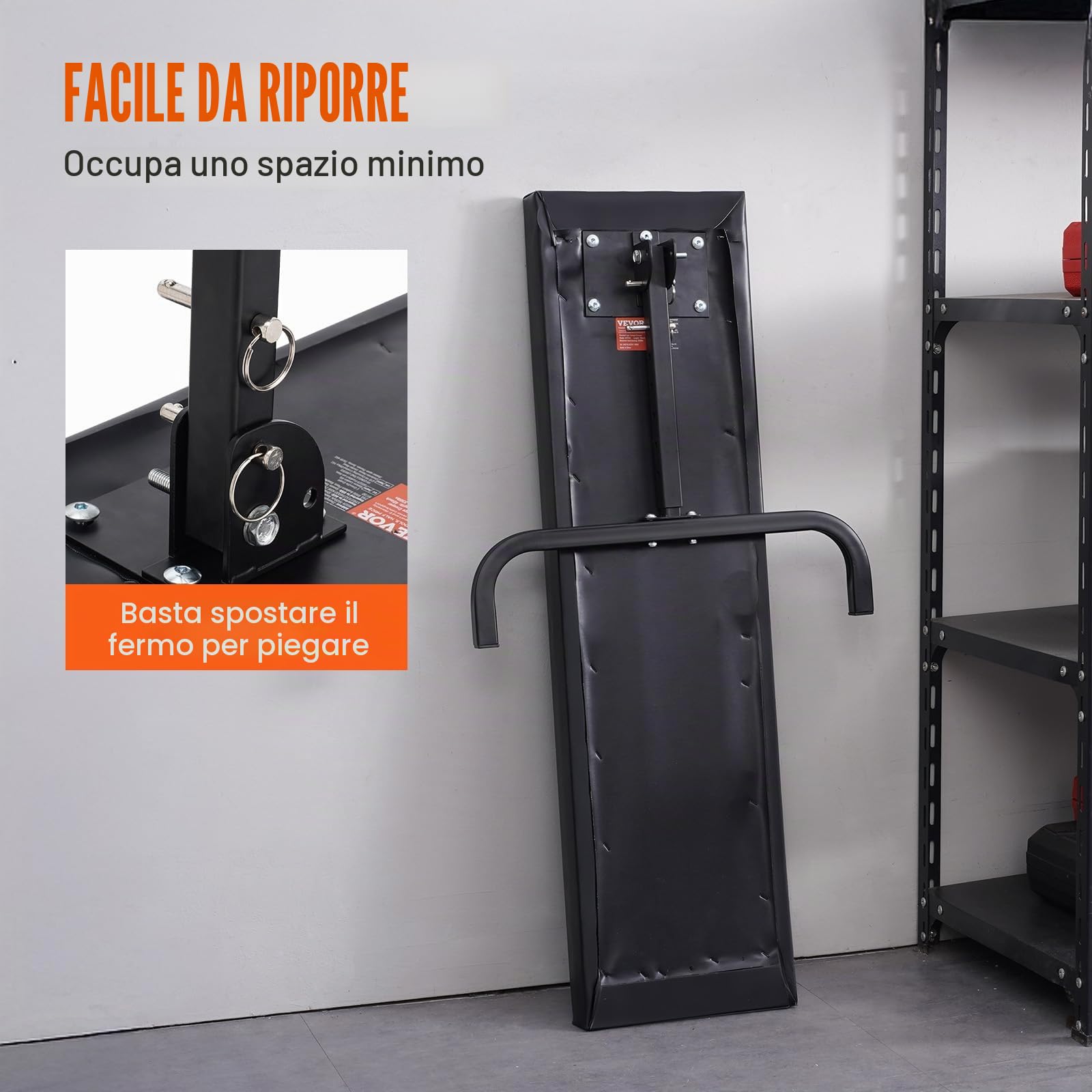 VEVOR Carrello Sotto il Cruscotto, 1016 mm, Capacità 149,7 kg Carrello Garage Meccanico con Ruote, Altezza Regolabile da 515-695 mm, Appoggiato in Posizione Verticale, Supporto Pieghevole Facile