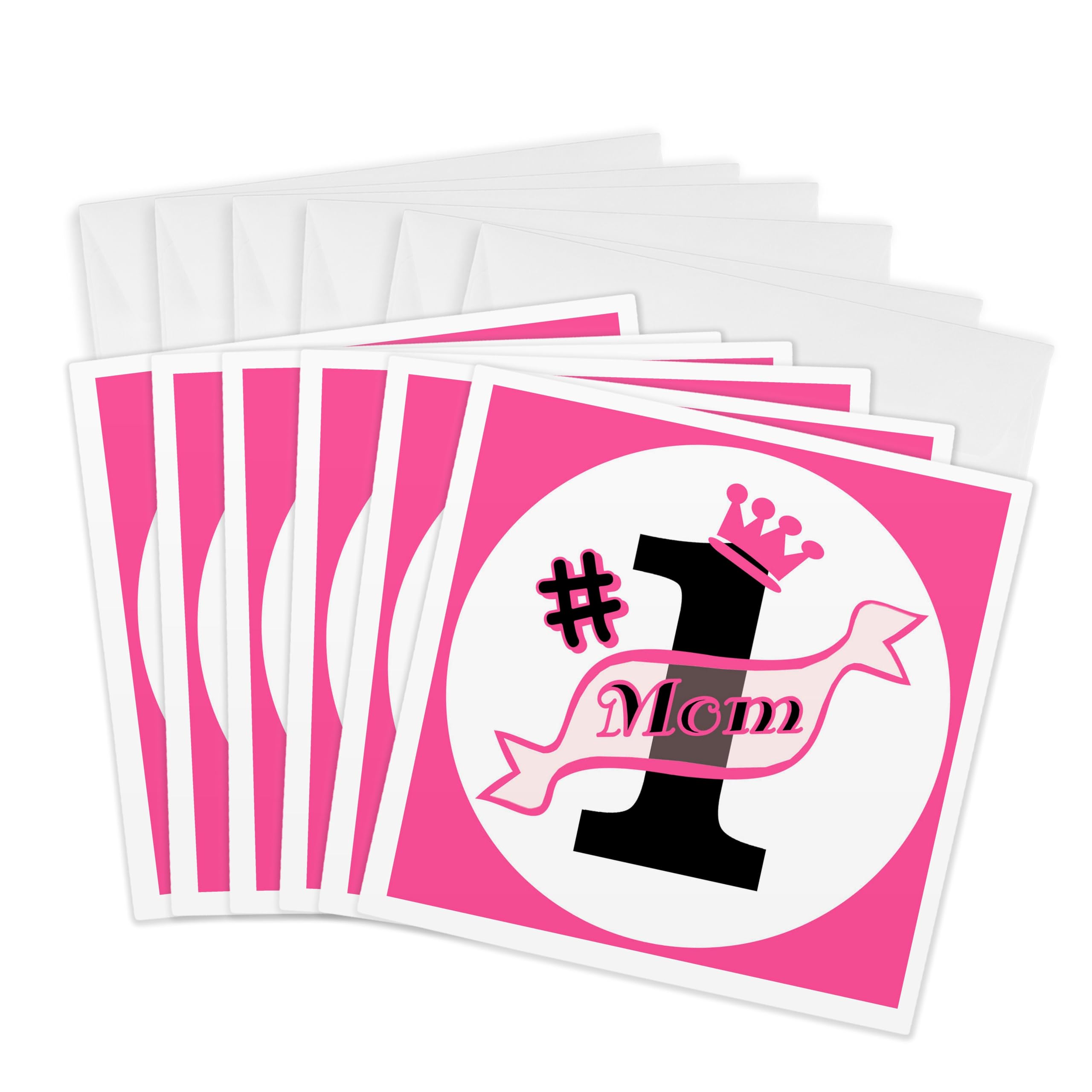 3dRose gc_10774_1 6 x 6-Inch "Number One Mom Pink" Greeting Card (Pack of 6)