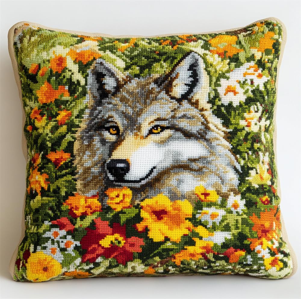 Cushion Latch Hook Cushion Kits For Adults Beginners,Wolf In The Gard