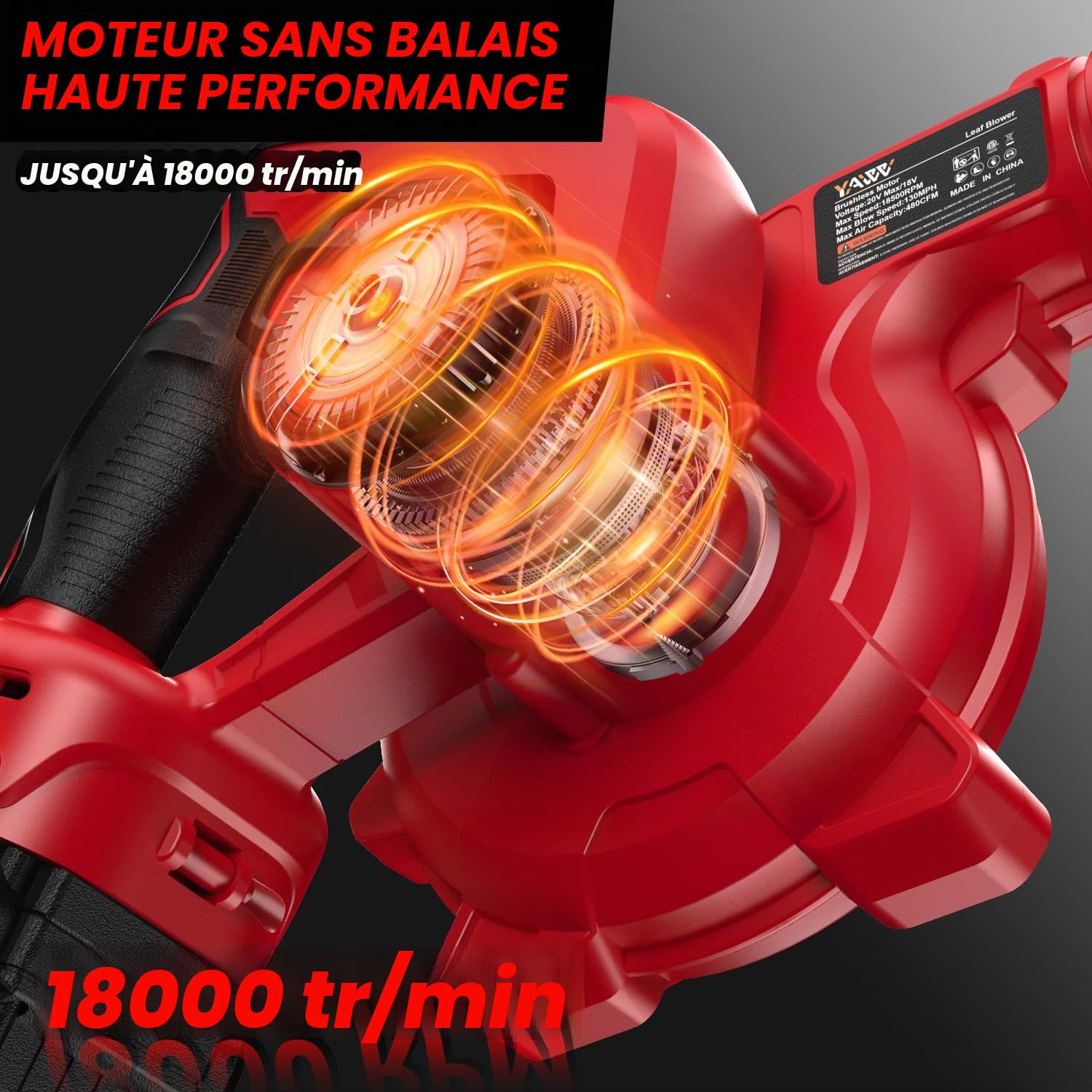 Souffleur à Feuilles sans Fil pour Batterie Milwaukee M18, souffleur électrique de Chantier avec Moteur sans balais, 6 Vitesses Variables jusqu'à 280 km/h, souffleur électrique et aspirateur 2 en 1