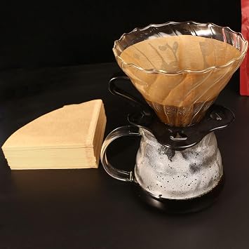 V60 Coffee Filters, Cone Coffee Filters #2, Natural Unbleached Pour Over Coffee Filter Compatible with V60 Dripper and Coffee Maker, 1-4 Cup (Size 02, 100Count)