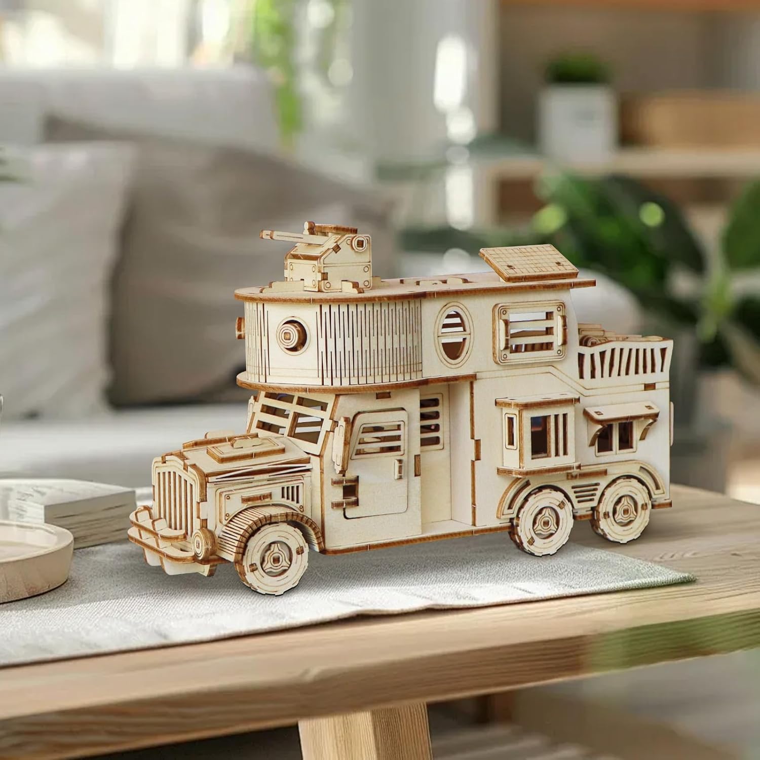 3D Wooden Puzzle for Adults, DIY Motor Home Model, Creative Assembly Model Building for Adults, DIY Assembly Puzzle, Woodcraft Kit for Christmas Day - Image 5