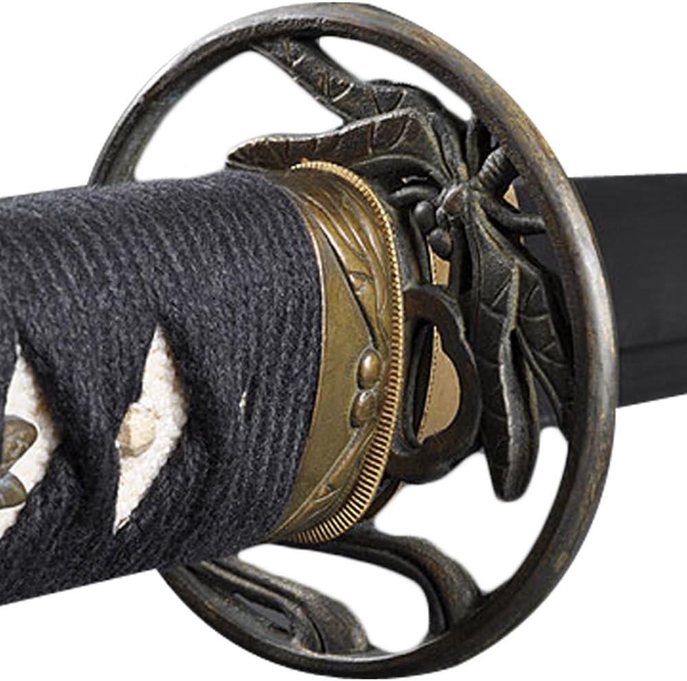 HMS Authentic Dragonfly Katana Sword - Hand Forged 1080 Carbon Steel Full Tang Blade, Long Real Functional Japanese Sword for Collectors & Practice