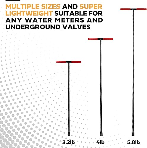 Miniatura 7 de HOMESTEAD Llave medidor de agua de 36 pulgadas con mango ancho en T, agarre cómodo y cabeza en forma de U