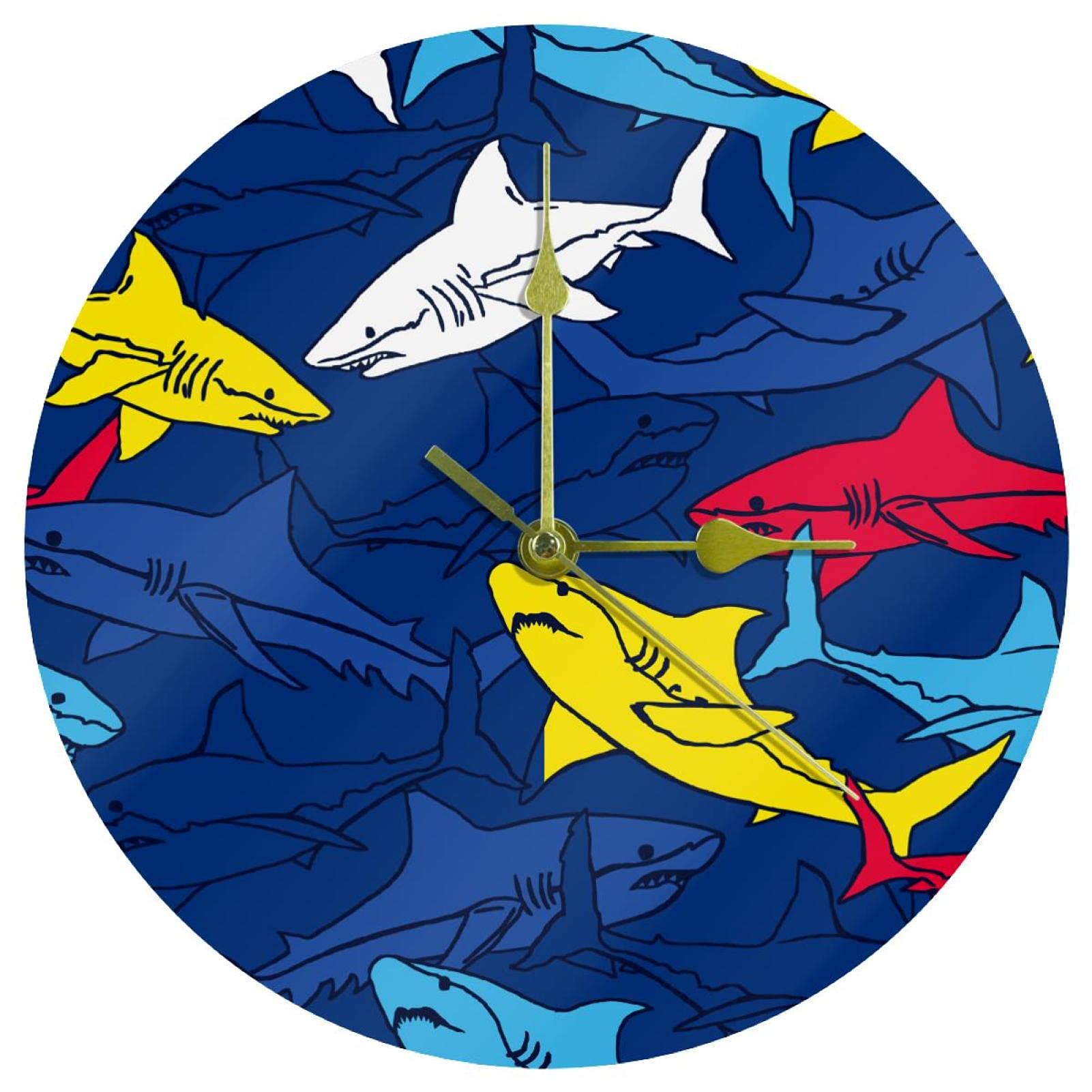 Horloge murale requin multicolore, le cadeau original en acrylique pour la maison