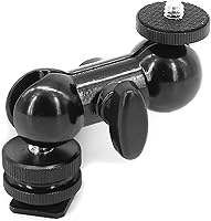 Vista 4 de Montura de zapata esférica de 1/4" Montura de zapata caliente Cabezal esférico doble Tornillo de trípode de 1/4" Multifunción para monitores LCD