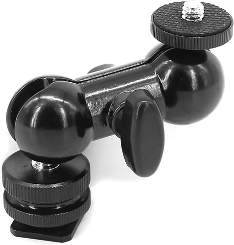 Miniatura 4 de Soporte de zapata con cabeza de bola de 14 pulgadas, doble cabeza esférica, tornillo trípode de 14 pulgadas, multifunción para monitores LCD, luz