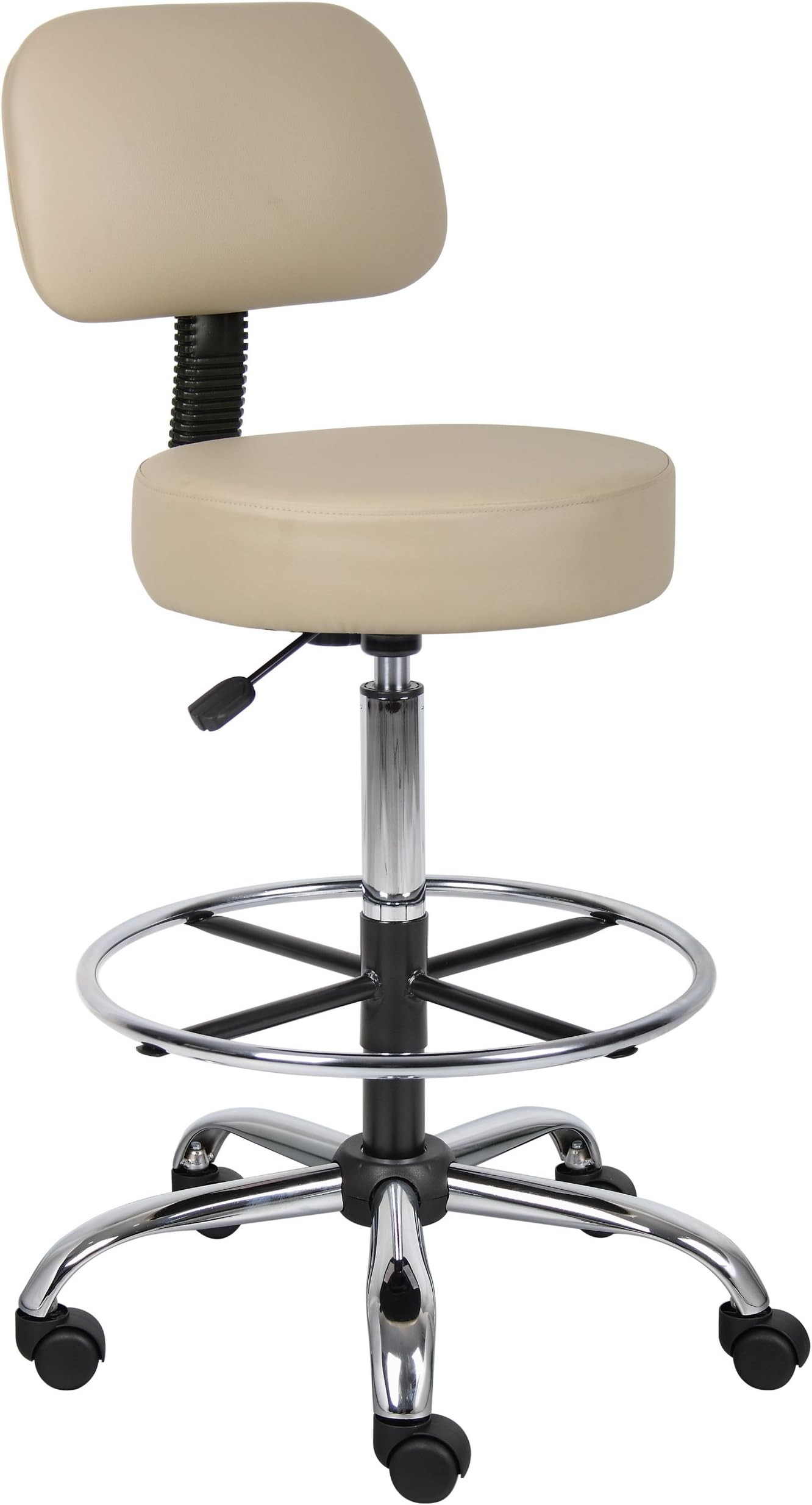 Boss Office Products B16245-BG Be Well Medical Spa Drafting Stool with Back, Beige