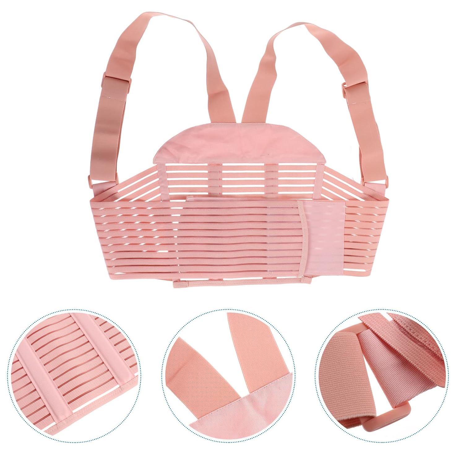 Mikikit Adjustable Maternity Belt with Breathable Elastic Fabric and Shoulder Straps, Pregnancy Belly Band for Back Support, Pink Xl, Comfortable Pregnancy Belly Support