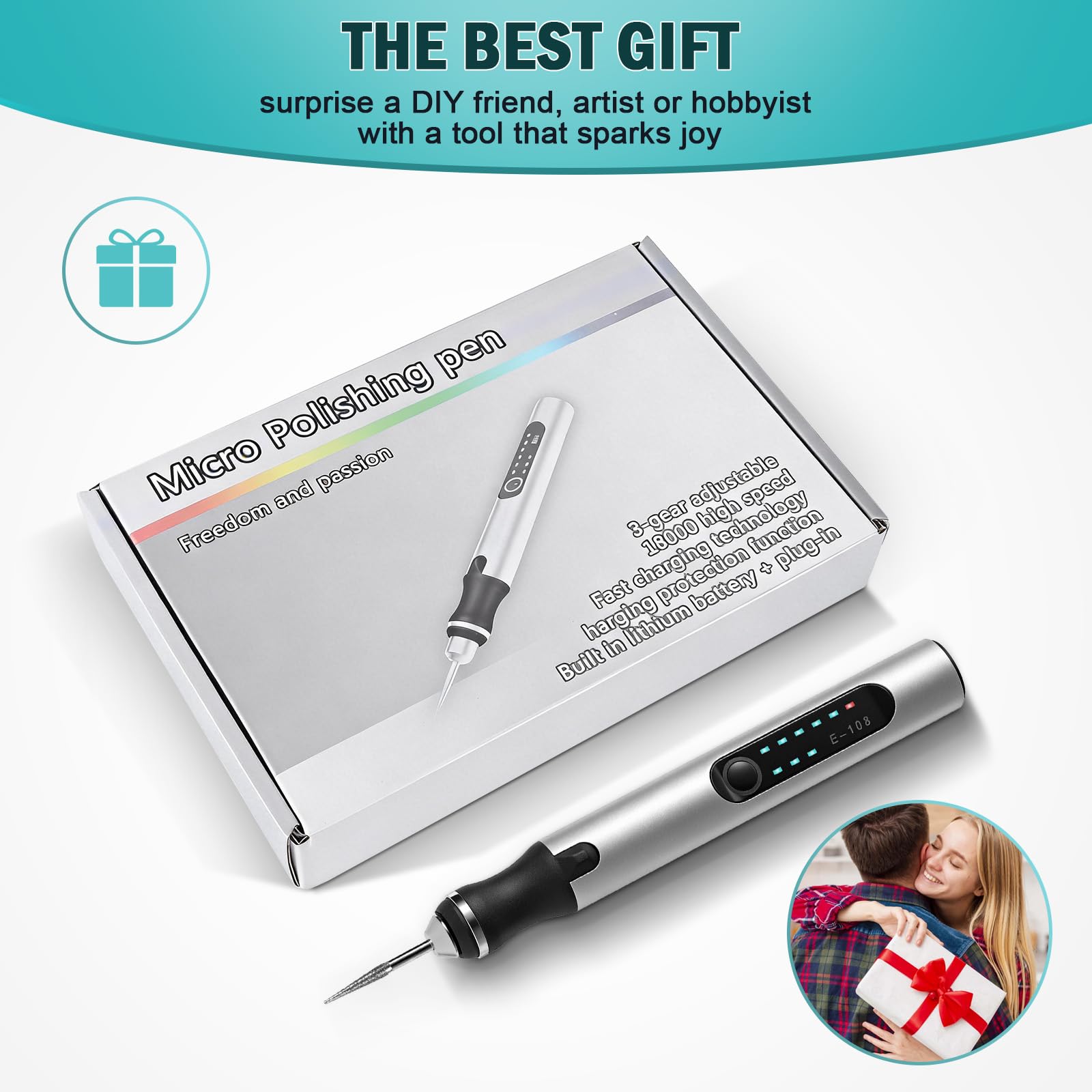 Elektrischer Gravierstift mit 37 Bits, Mini Gravierstift 3-Gang-Regler USB-aufladbare Multifunktions-Graviermaschine für Schmuck,Glas, Keramik, Kunststoff, Leder,Ideal für DIY,Hobbyist