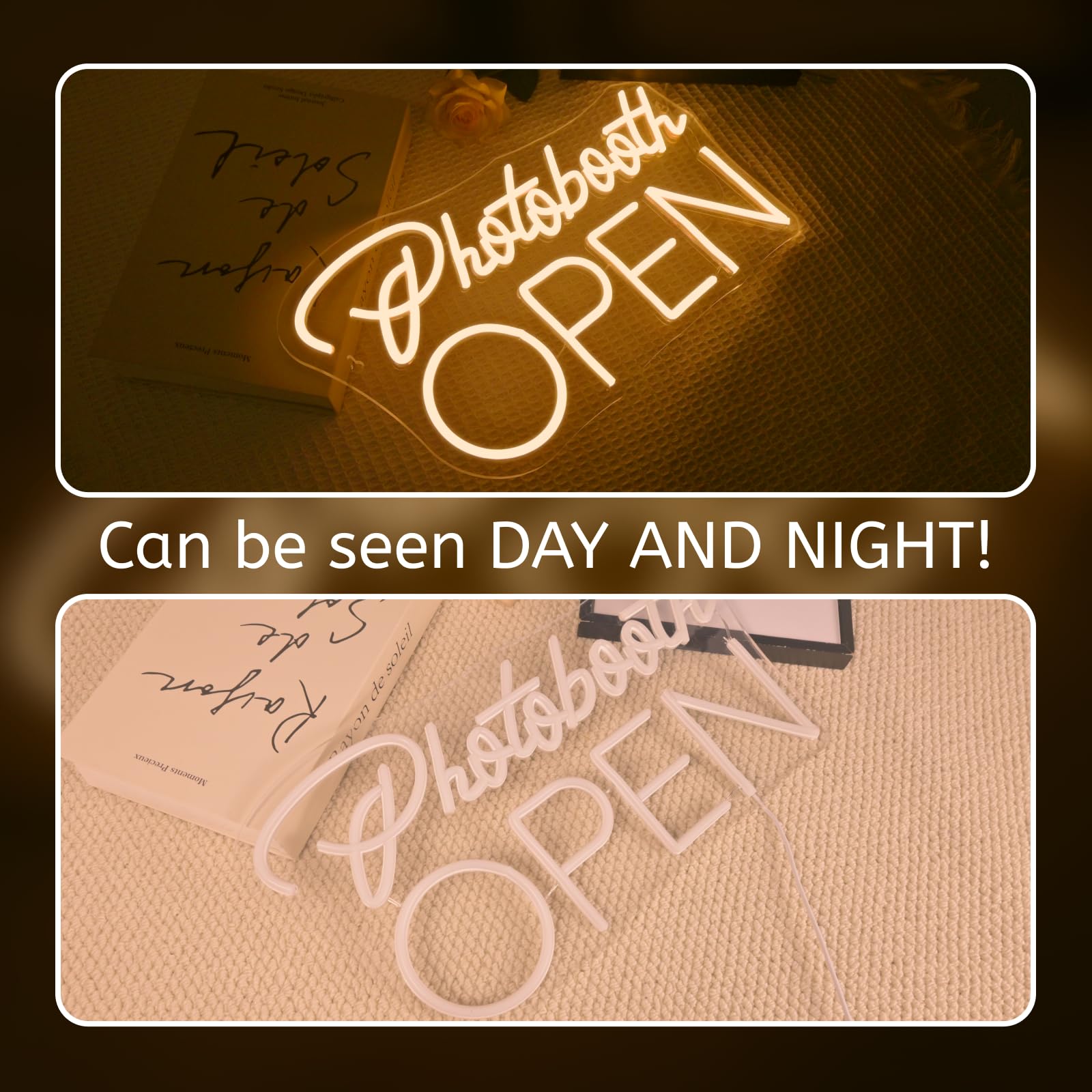 ineonlife Photobooth Open Neon Led Blanc Décoration Murale Galerie Photos Enseigne Lumineuse Photographie Mariages