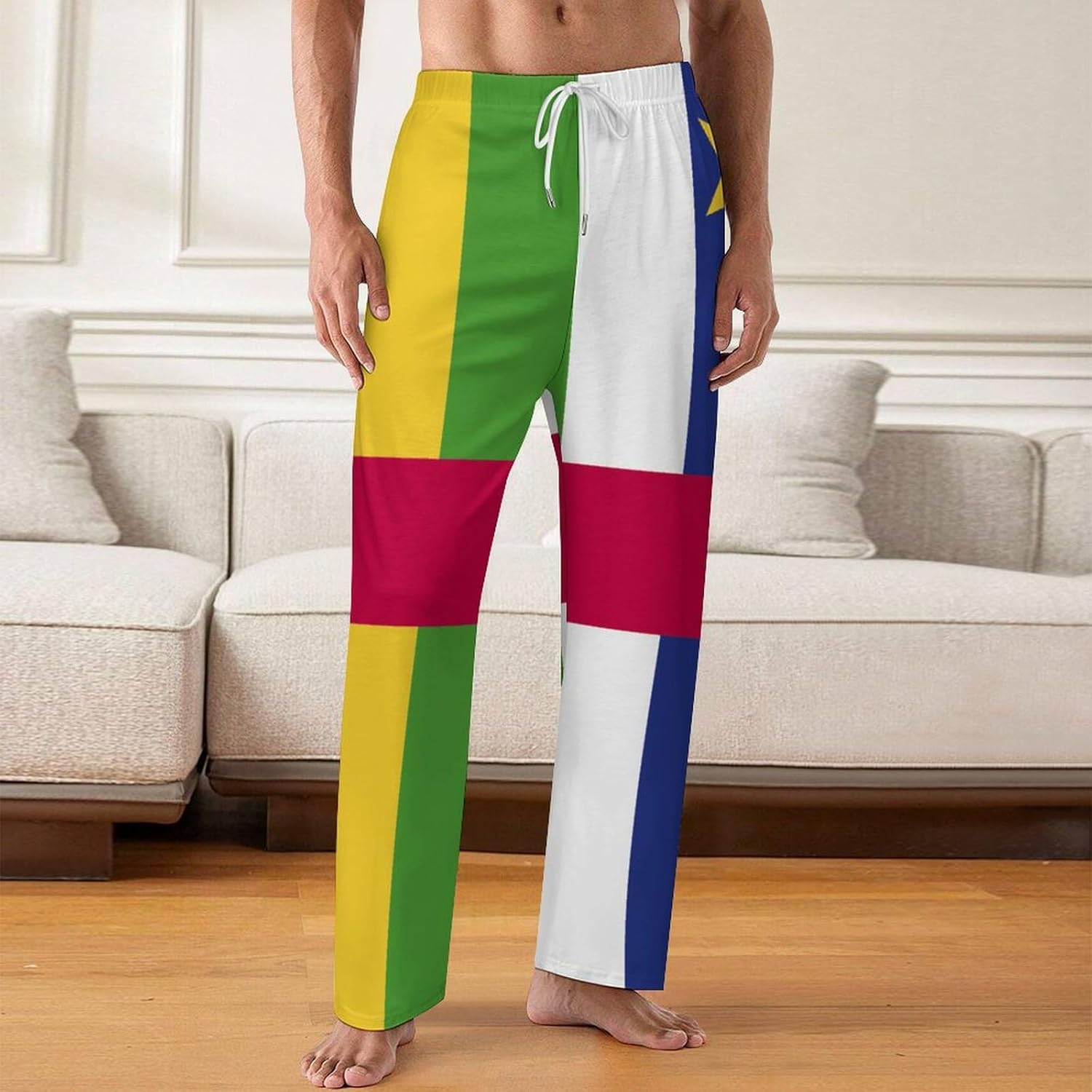 Adugen Origei Temperament Men Homewear Chile Flag Pyjamas Bottoms for Men Leisure Long Pants Sleepwear Cute Pj Bottoms