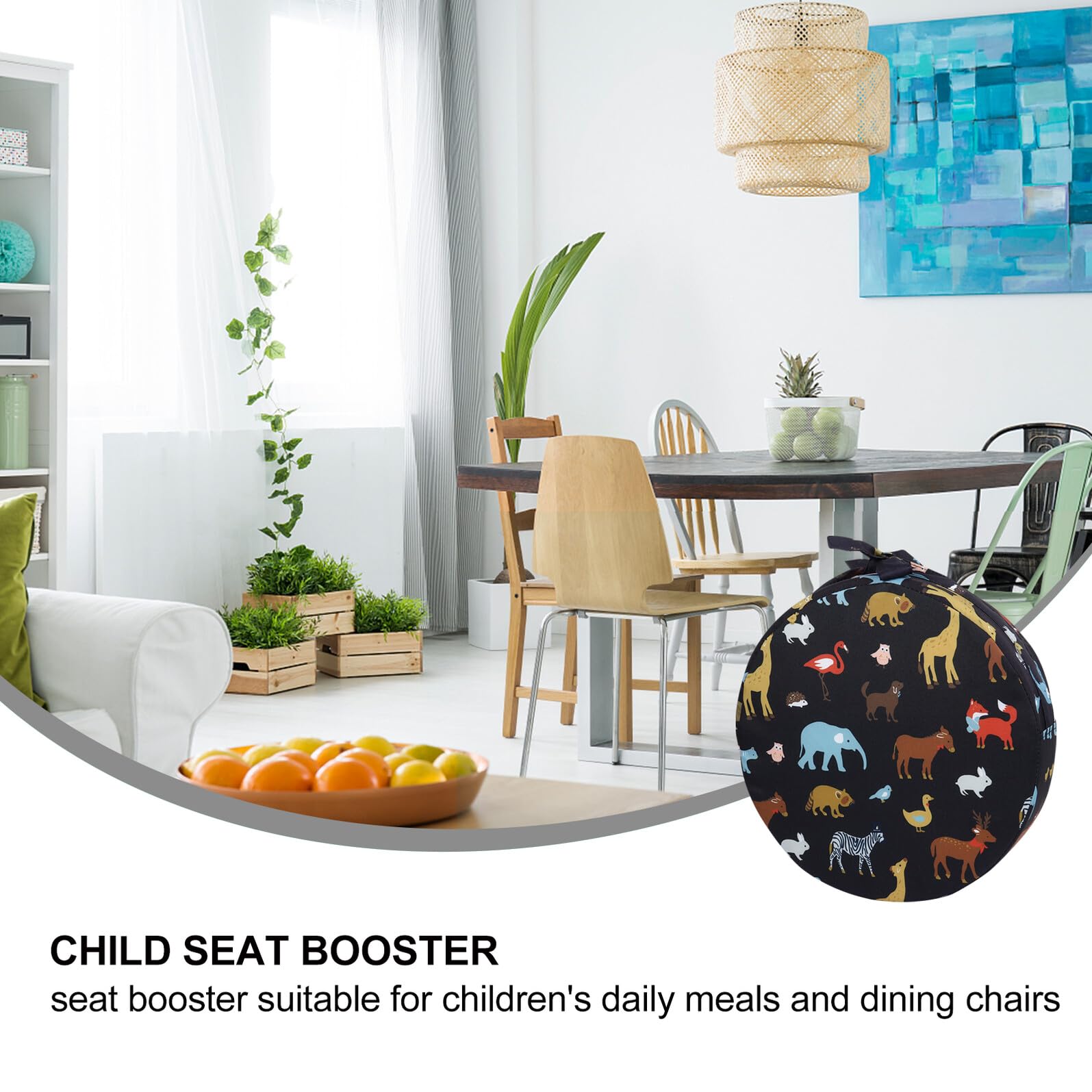 BESPORTBLE Cuscino Rialzo per Sedia Bambini Rotondo Nero 1 Pezzo