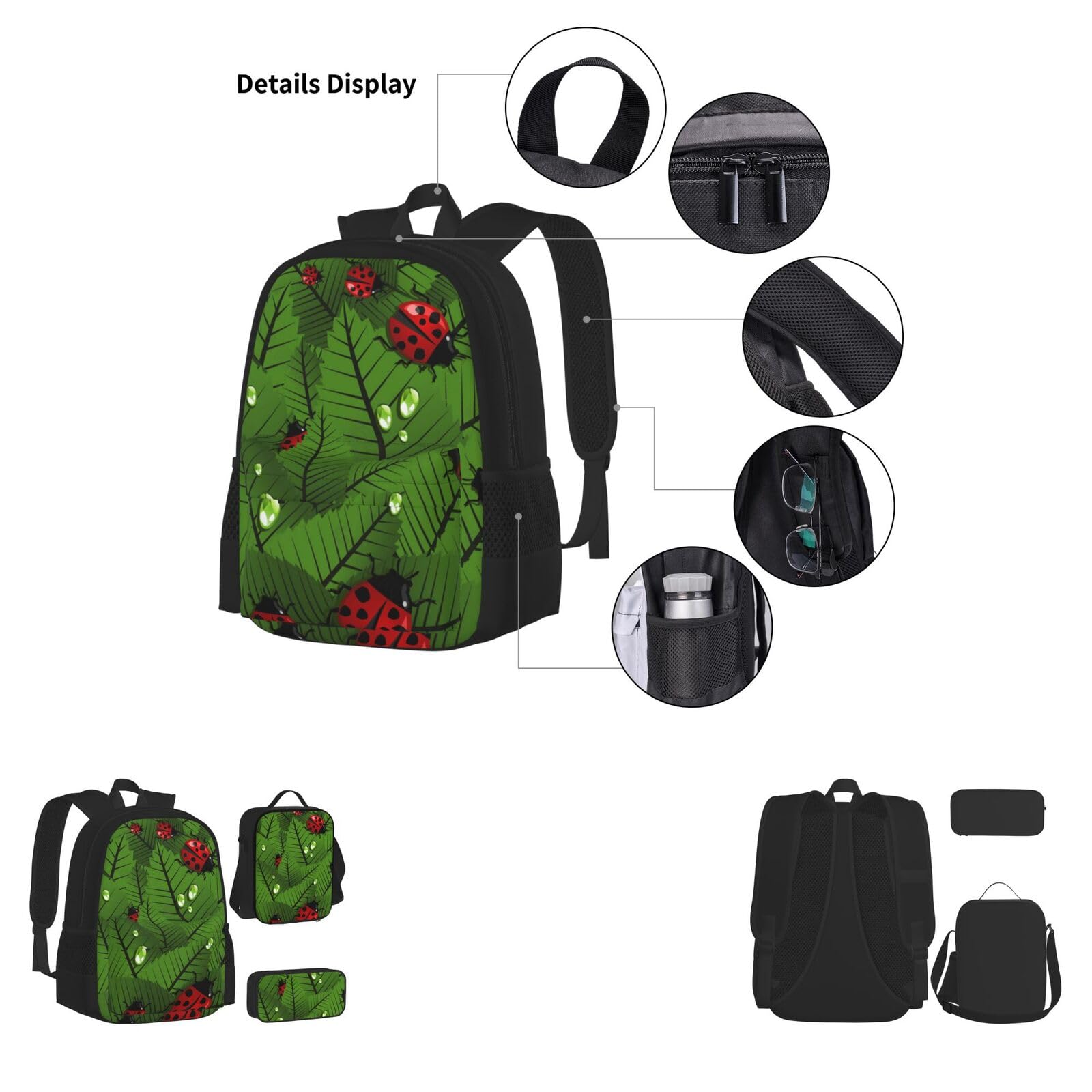 Petoskey Stone Schulbücher-Set mit Lunchtasche, Federmäppchen, Reise, Laptop, Rucksack, Schultasche, 3-teiliges Set