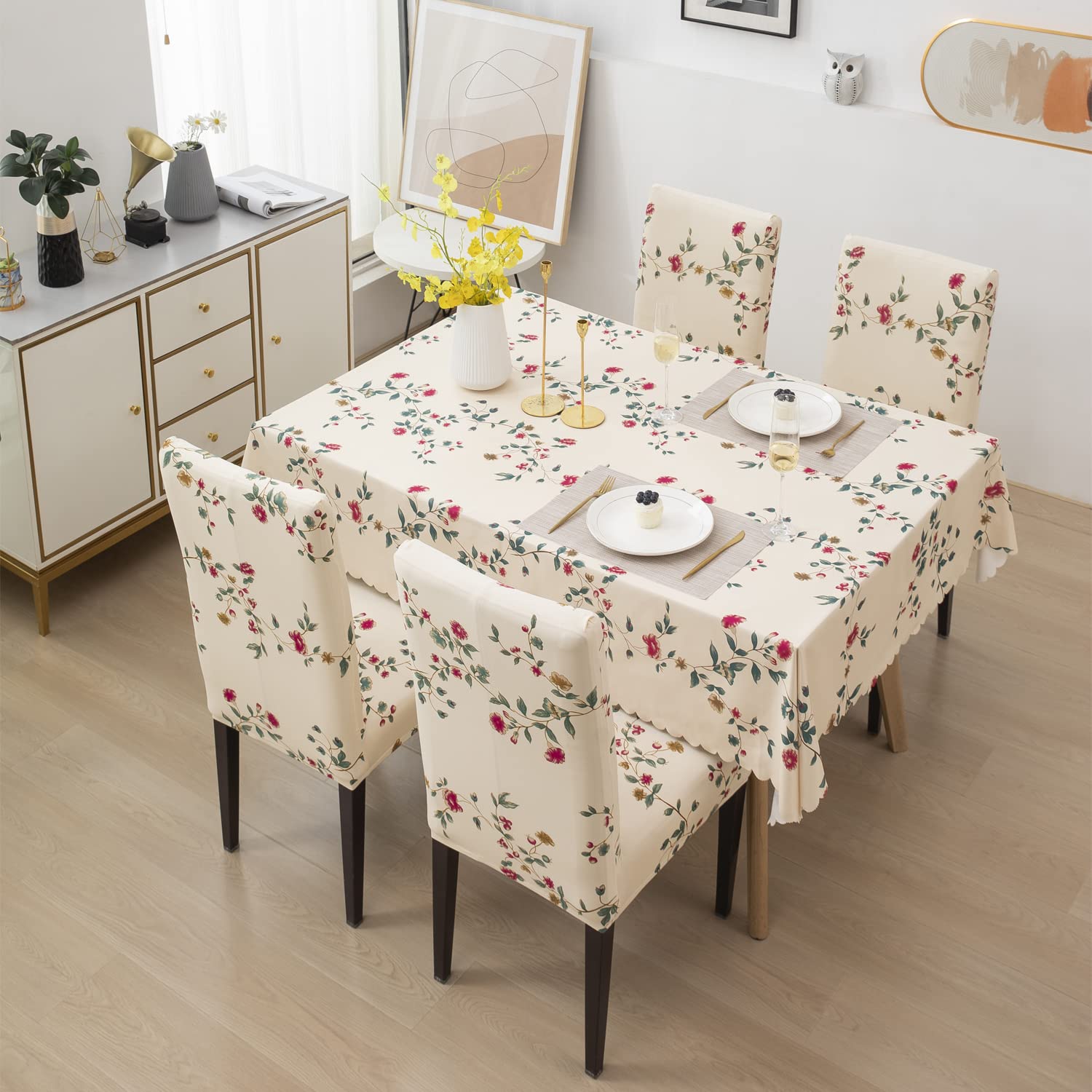 Buy House of Quirk Dining Table Cover Waterproof with 4 Chair Covers