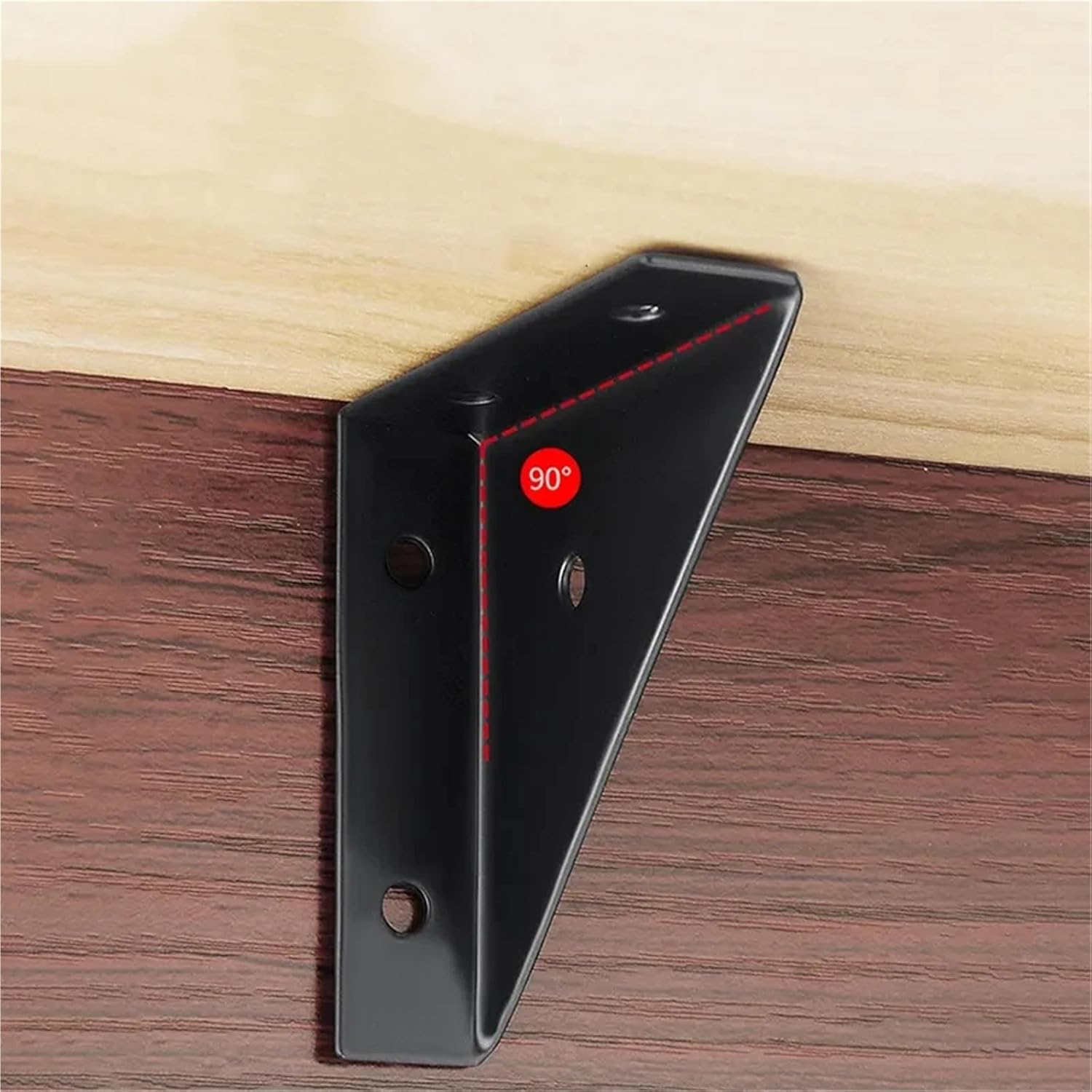 直角三角形コーナーサポートホワイトグレーブラック、ベッド、キャビネットに適した木製家具コネクタファスナー(6pcs black)