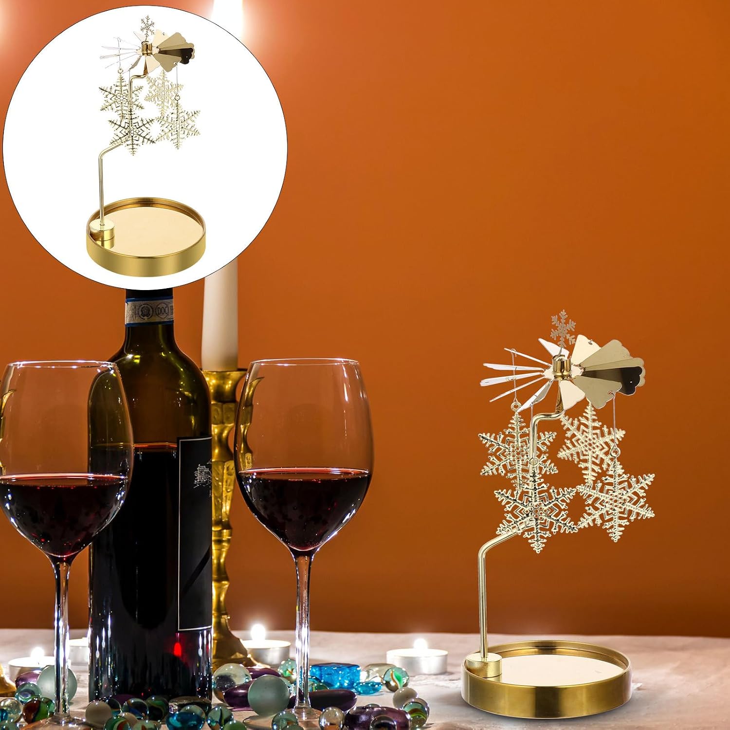 Ciieeo 1pc Christmas Spinner Candlesticks Carousel Candle Holder Candle Decor Christmas Candle Spinners