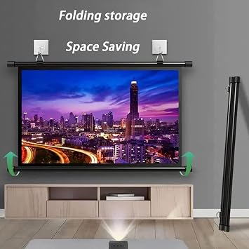 HJXGQJM 40, 50, 60, 72 Manual Projector Screen HD, Home Theater Projector Movie Screen, Pull Down Projection Screen, Wrinkle Free, Easy Roll Up,Wall Ceiling Mounted HD Projection Screen(4:3,50)