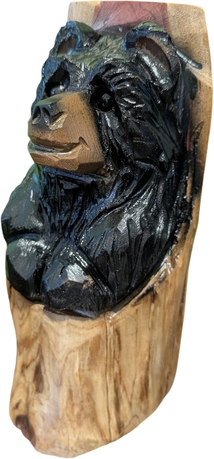 Small Chainsaw Bear Carving in Cedar by Creation Carvings