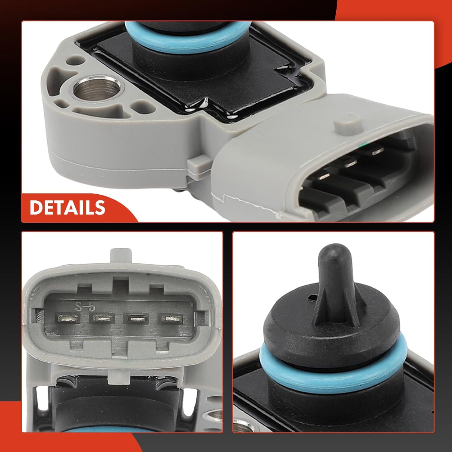 A-Premium Fuel Pressure Sensor [4 Blades] Compatible with Volvo XC60 2010-2015, XC90 2003-2014, S60 2001-2009/2011-2015, XC70, S80, C70, V60, C30, S40, V50, V60 Cross Country, V70 & Land Rover LR2