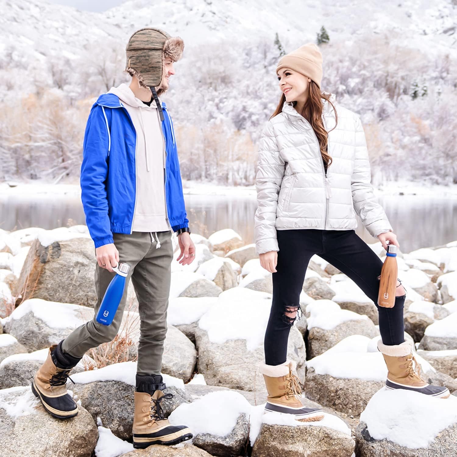 Exclusive CrazyCap 2.0 UV Water Purifier & Self Cleaning Stainless Steel Insulated Water Bottle - Turns Any Water Source Into Clean Drinkable Water - Perfect for Hiking Camping Travel and Survival