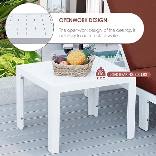 Miniatura 530 de NICESOUL 7 Piece White Powder-Coated Aluminum Patio Furniture with Fire Pit Table, 29 Inch Extra Wide Outdoor Sectional Sofa for 6, High-End Heavy