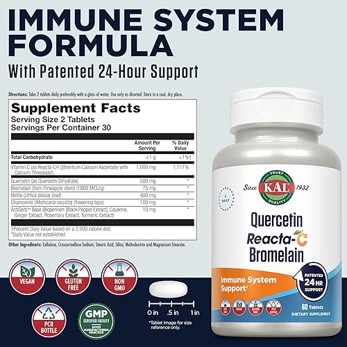 Miniatura 2 de KAL Quercetina Reacta-c Bromelina Tabletas, 60