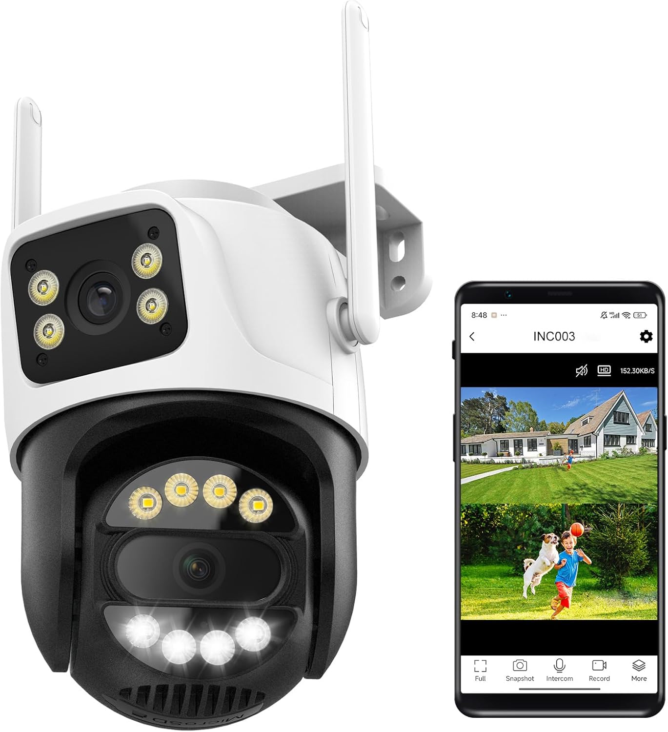 6MP Dual Lens Wireless Outdoor Security Camera Outdoor, WiFi Home Survaillance Camera, PTZ, 355°Pan, 90° Tilt, Human Detection & Auto Tracking, 2-Way Audio, IP66, 24/7 Recording,Night Vision 6MP Dual Lens Wireless Outdoor Security Camera Outdoor, WiFi Home Survaillance Camera, PTZ, 355°Pan, 90° Tilt, Human Detection & Auto Tracking, 2-Way Audio, IP66, 24/7 Recording,Night Vision