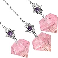 Vista 25 de Rockcloud Stone Pendulum for Dowsing Divitation Meditation Reiki Healing Energy Balancing with Dream Catcher, Fluorite