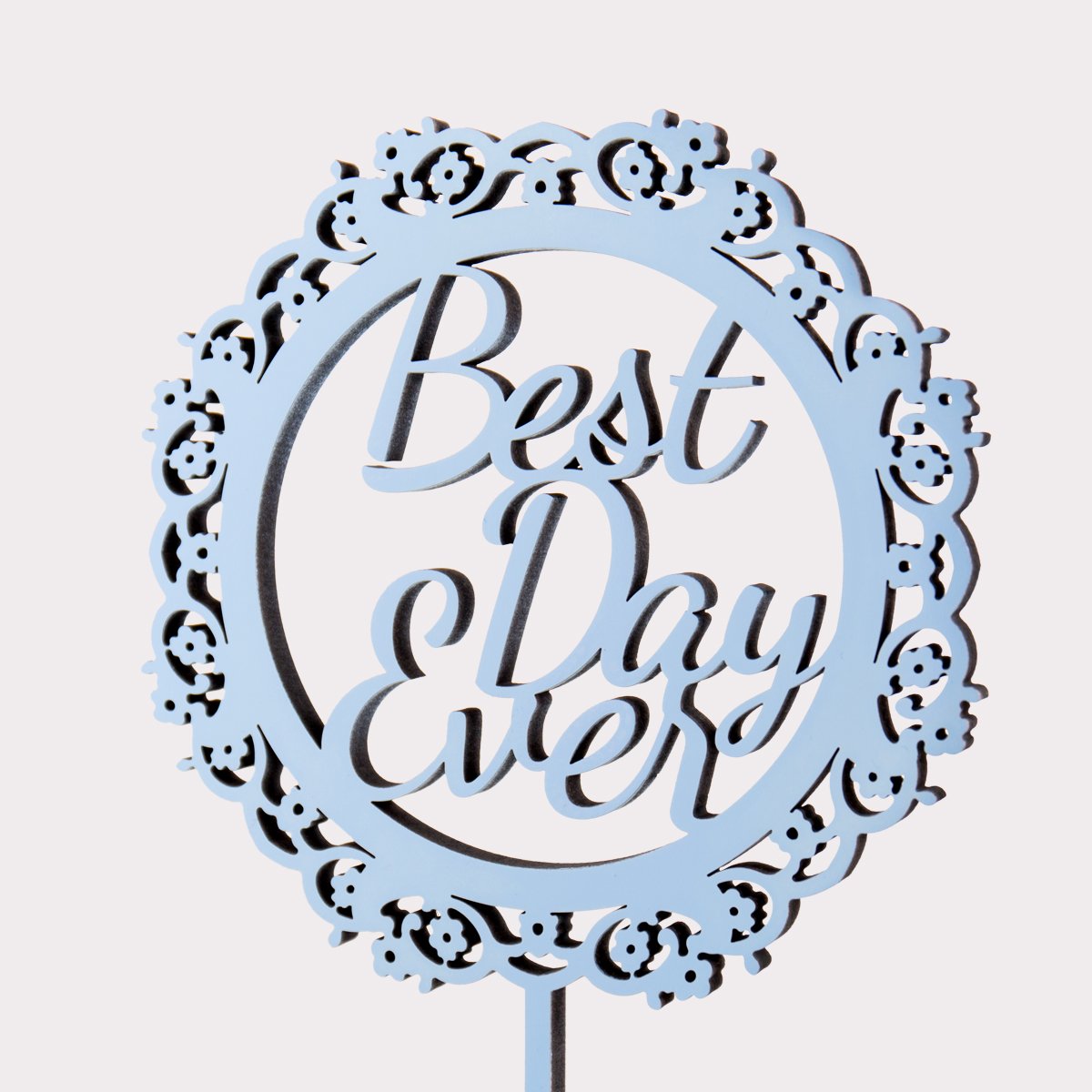 KLEINLAUT 3D-Schriftzug Cake Topper Best Day Ever im Rahmen in Größe: 25 x 34,4 cm - Dekobuchstaben - 32 Farben zur Wahl - Violett