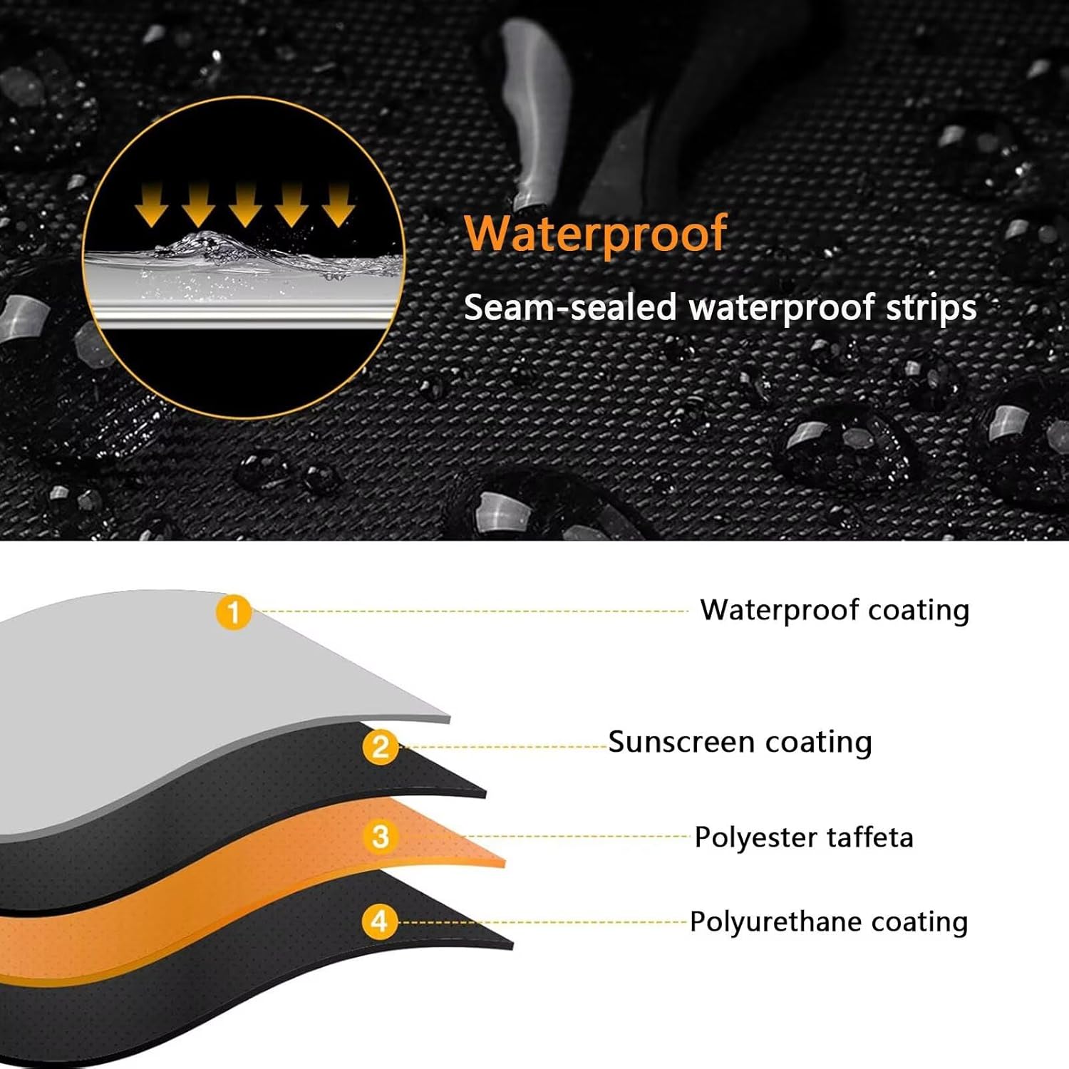 generic ATV Quad Cover Compatible with Kymco Mongoose 90 2004-2011, Reflective Strip Design Rainproof Snowproof and Sunproof 4 Wheeler Cover（Black Orange）