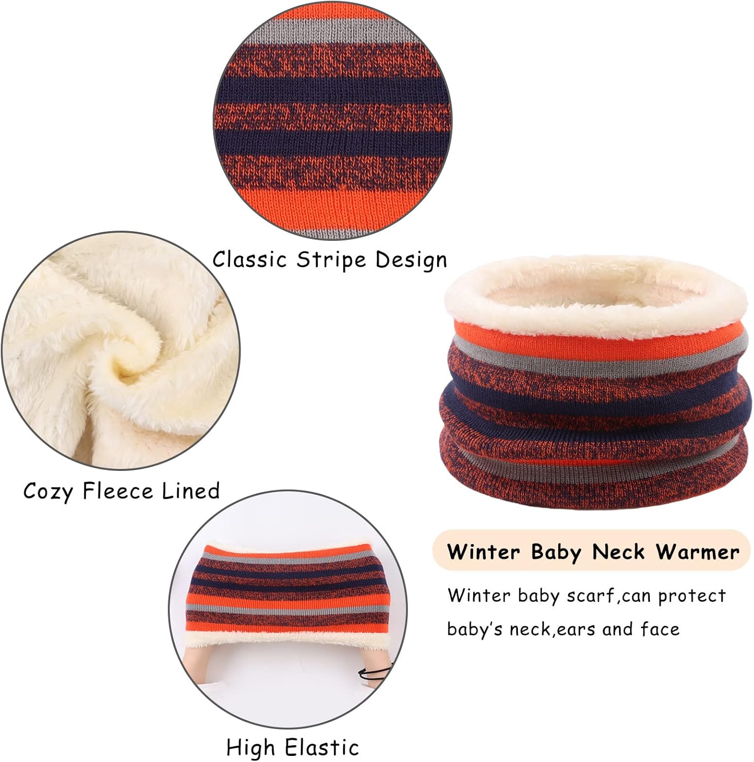 Winter Kids Hat Scarf Glove Set Knit Fleece Lined Beanie Neck Warmer Mittens for Toddler Boys Girls 3-8 Years - Image 4