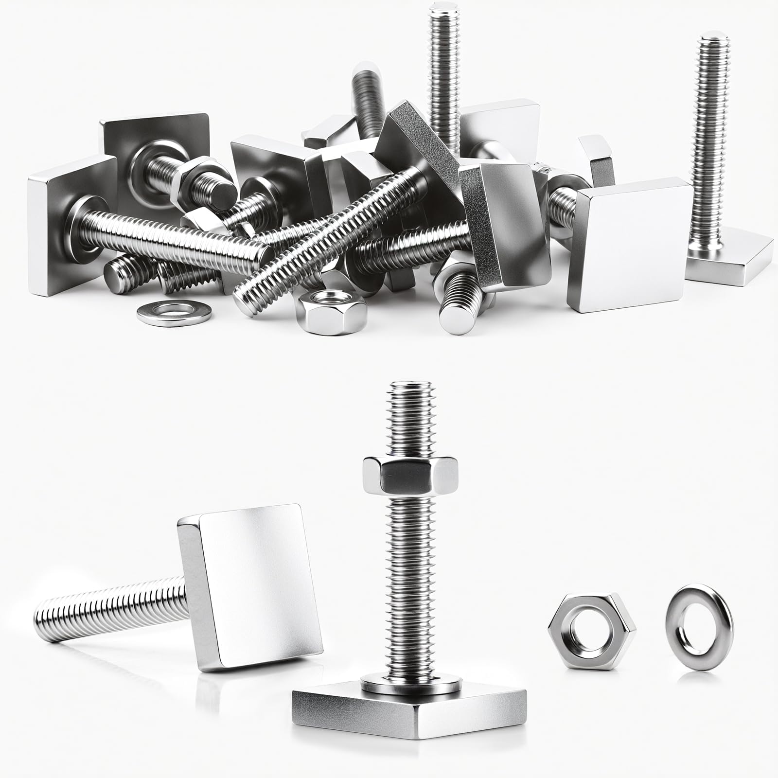 SWTYExt 8 Stück T-Nut Adapter Nutensteine M6x35mm Kompatibel für Thule Dachbox Halterung Nutensteine M6 Edelstahl mit Muttern Unterlegscheiben für Relingträger Fahrradträger Dachträger 20x20mm