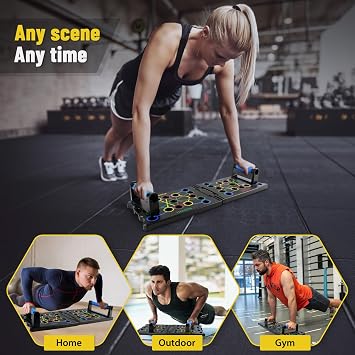 Multifunction Foldable Push Up Board, 24-in-1 Portable Press Up Board, Home Workout Fitness Board with Resistance Bands,Handles&Non Slip Stickers,for Exercise Shoulders,Chest,Back and Triceps