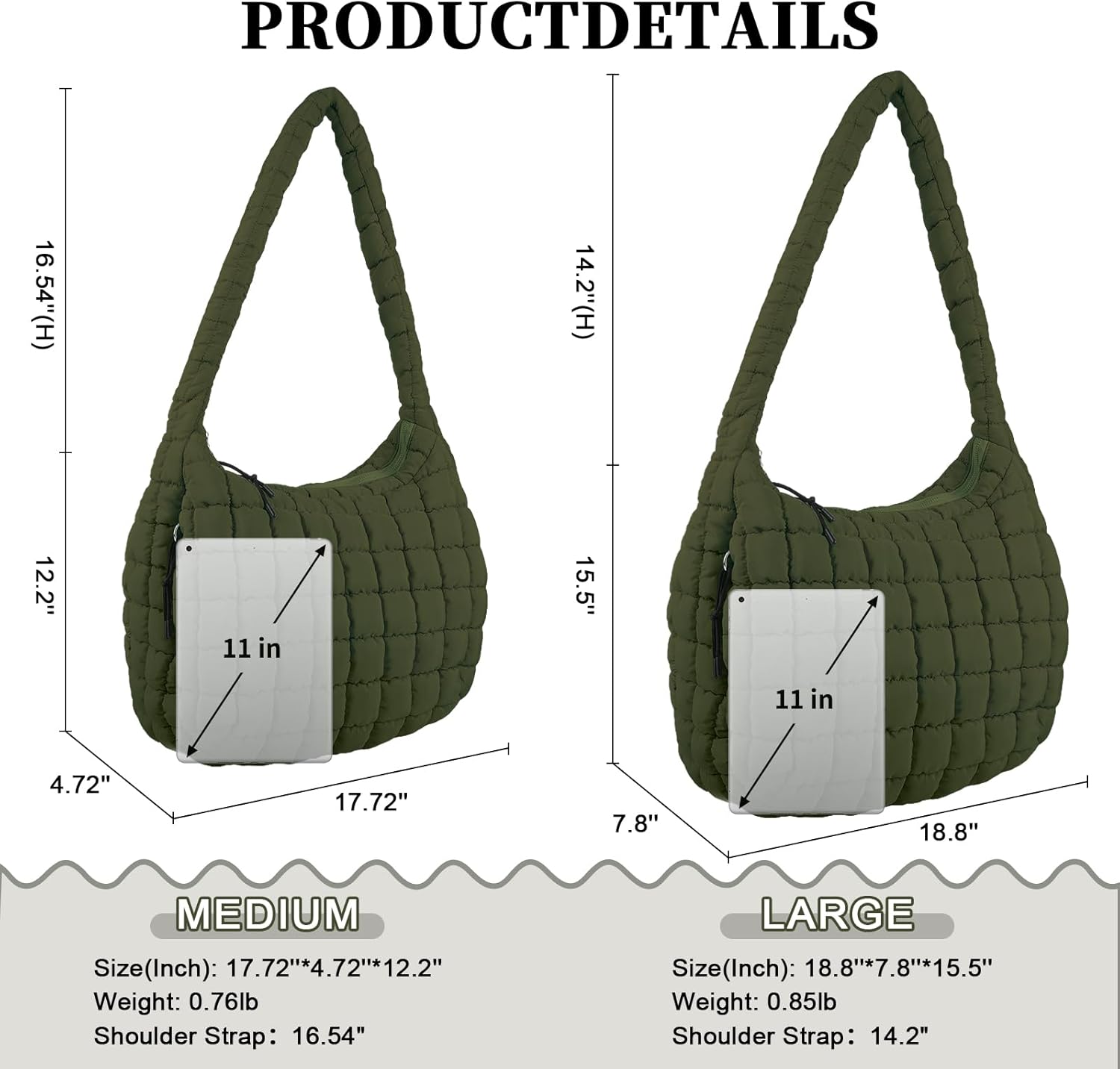 Quilted Puffer Tote Bag Puffy Crossbody Shoulder Bag with Zipper, Nylon Hobo Handbag Travel Carryall Bags for Women Girls - Image 2