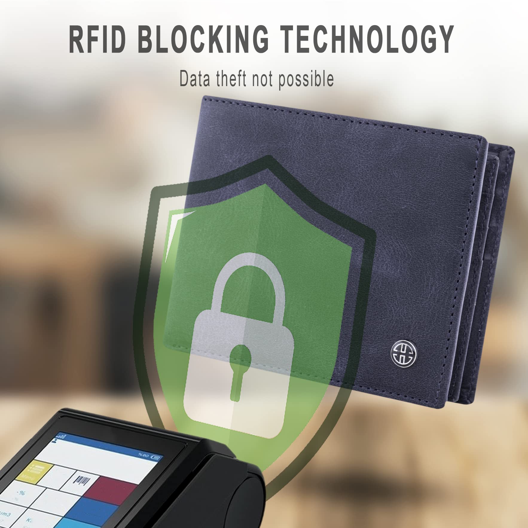 TRUSADOR Savona Klasik Erkek Cüzdanı Deri Bifold RFID Cüzdan Erkek Hediye Kutusu, Lacivert, Klasik