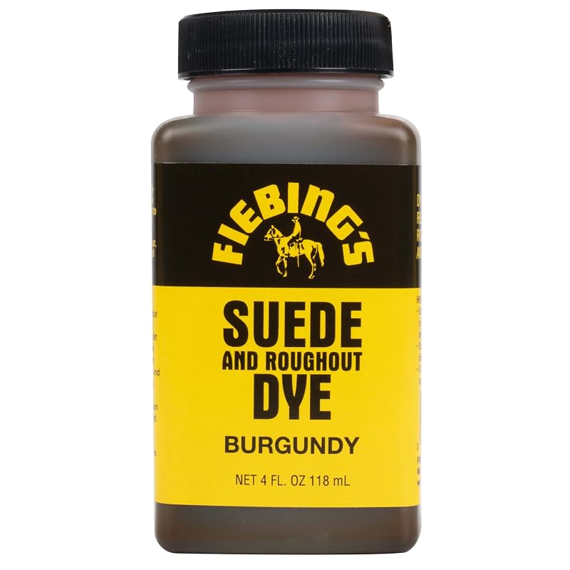 Fiebing's Tinta Burgundy para Camurça e Couro Rústico Líquida com Aplicador de Lã, 118 mL