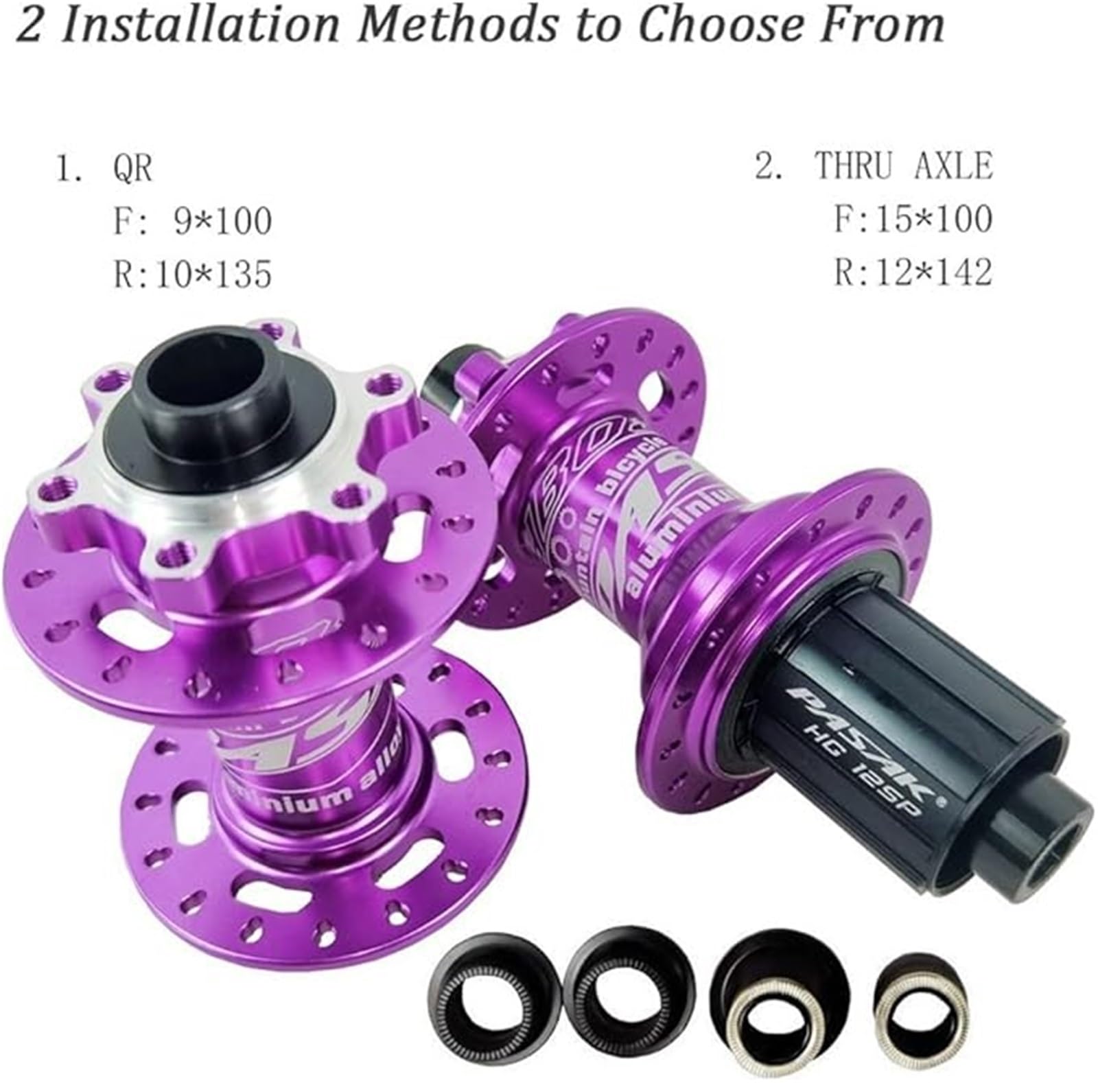 Fioletowe koła do roweru górskiego 26/27,5/29 cala, hamulec tarczowy ze stopu aluminium, oś przelotowa, 142 mm, 32 otwory, obręcz roweru MTB, 2150 g dla 8-12 prędkości