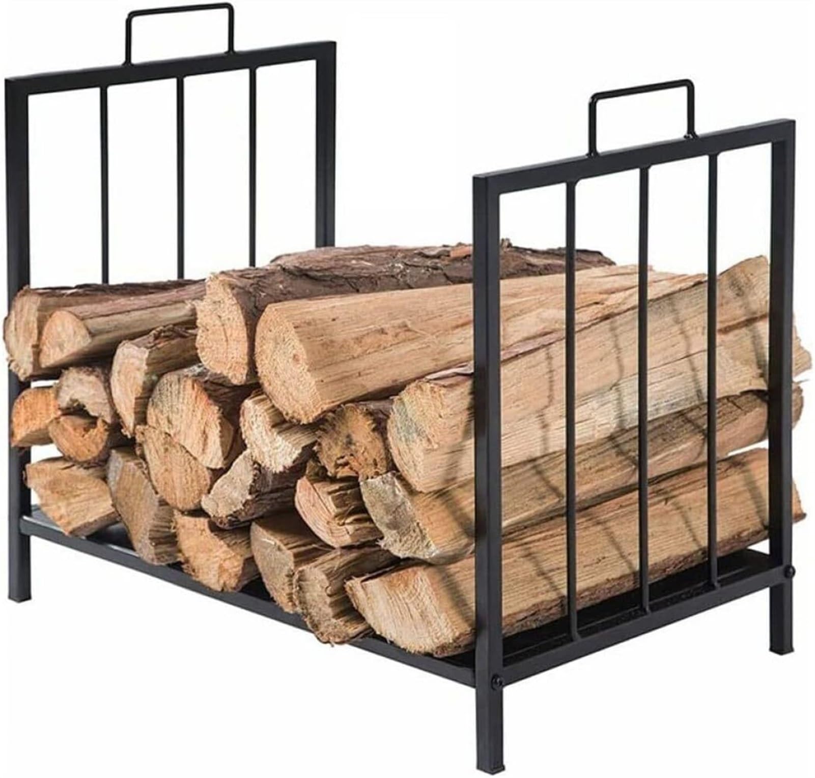 Support pour bûches en métal robuste et rangement de bois intérieur